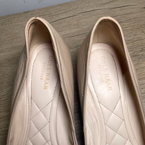 Women's Size 8 Cole Haan Nude Leather Tali Grand Bow Wedged Pump - Picture 4 of 9